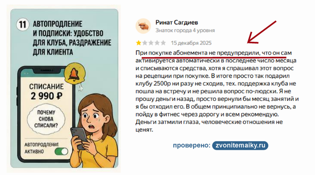Автопродление и подписки: удобство для клуба, раздражение для клиента